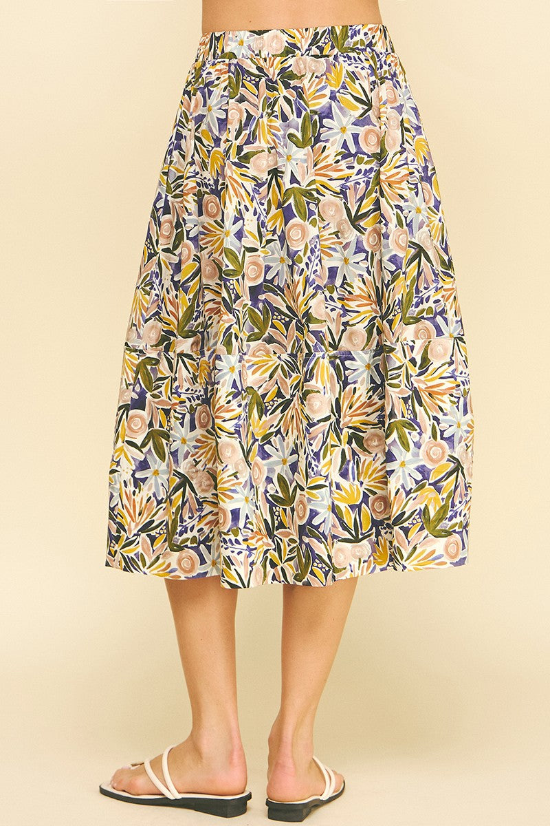 Elias Floral Print A-Line Skirt