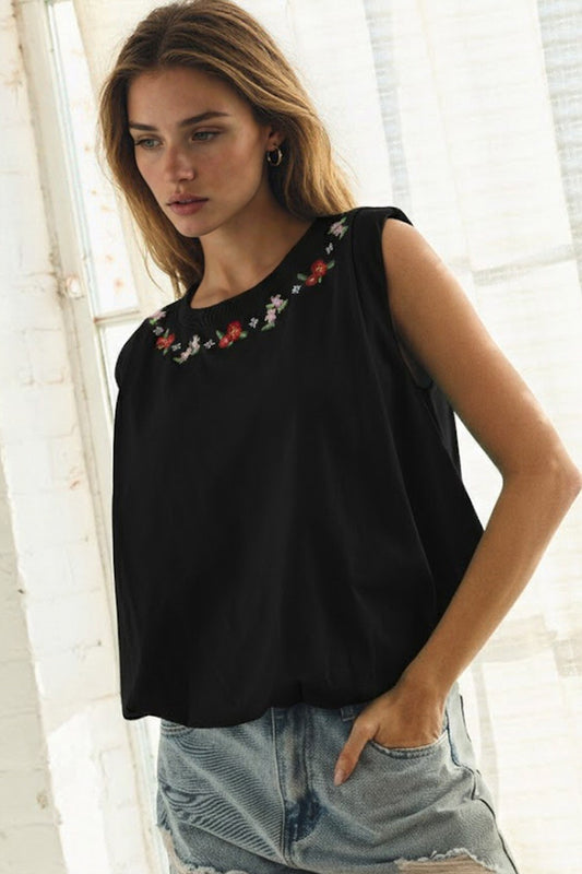 Millie Sleeveless Embroidery Top