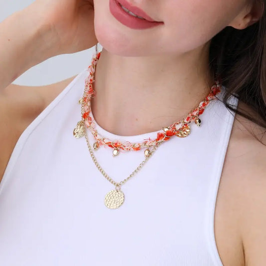 Charm Woven Chain Necklace Set