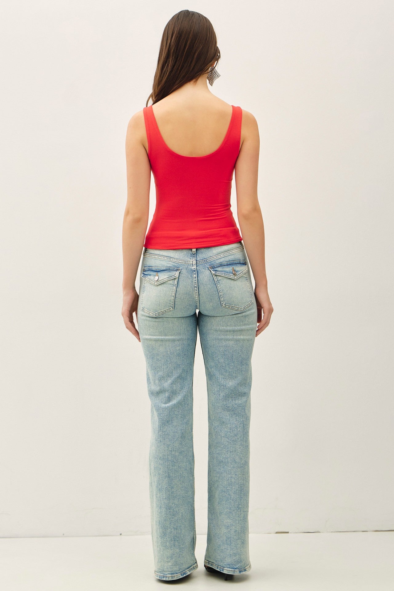 Basic Double Lined Scoop Neck Tank | Tomato