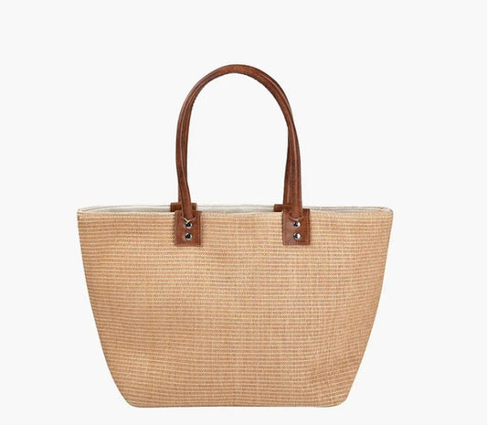 Angelica Straw Tote Bag | Tan