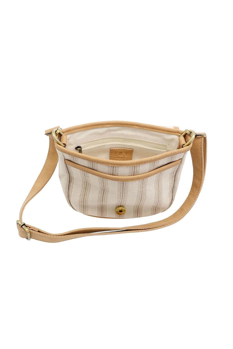 Pencil Stripe Saddle Bag in Canvas | Neutral