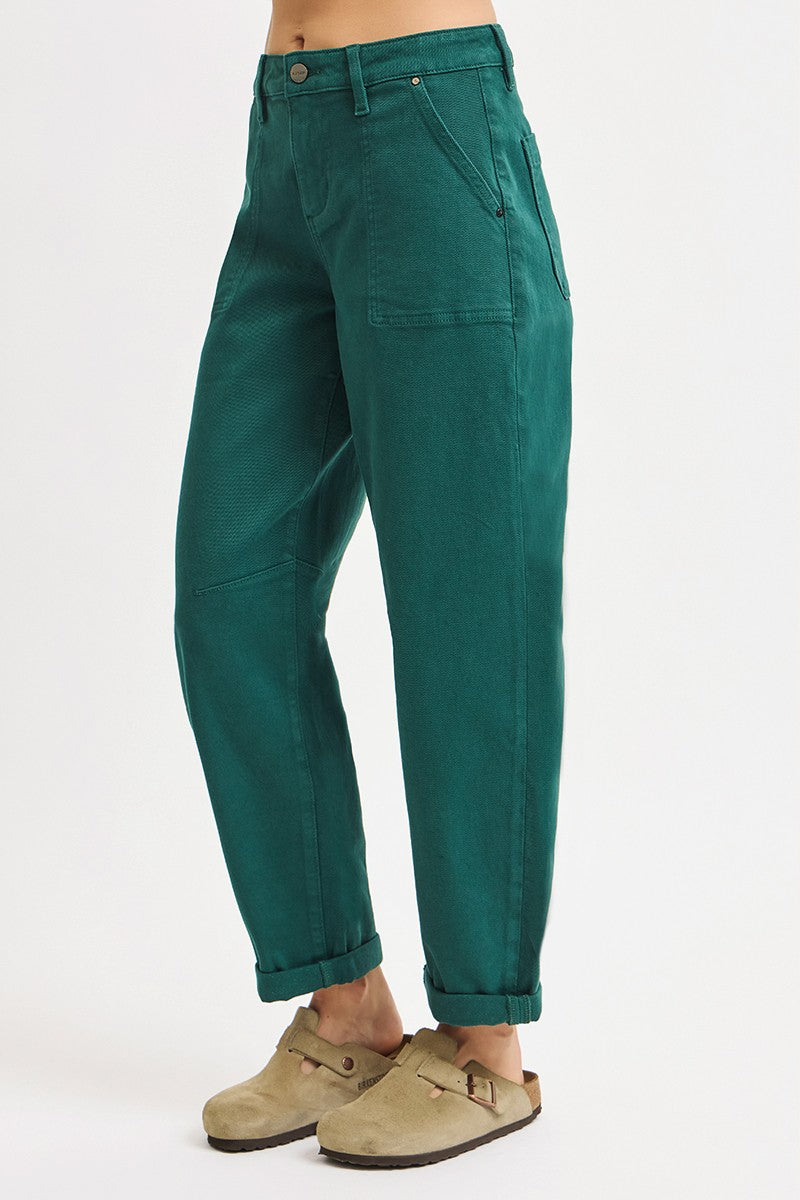 Risen Ankle Cuffed Barrel Pants | Hunter Green