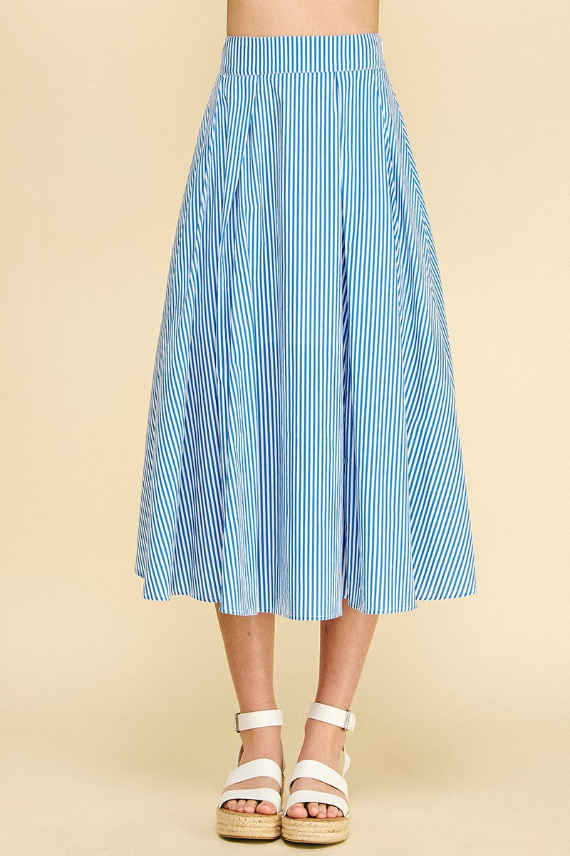 Annie Striped A-line Midi Skirt