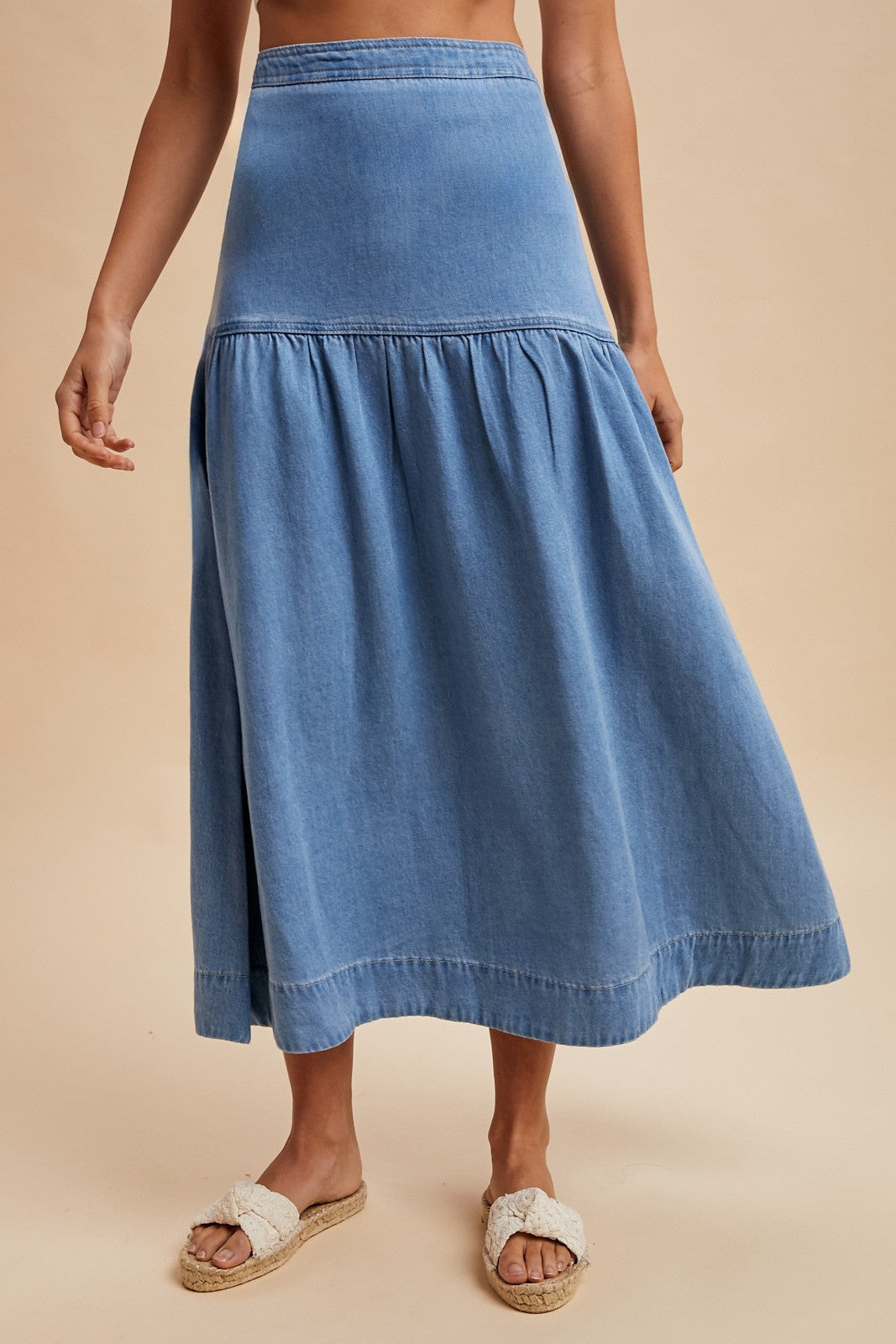 Emma Denim Yoke Detailed Maxi Skirt