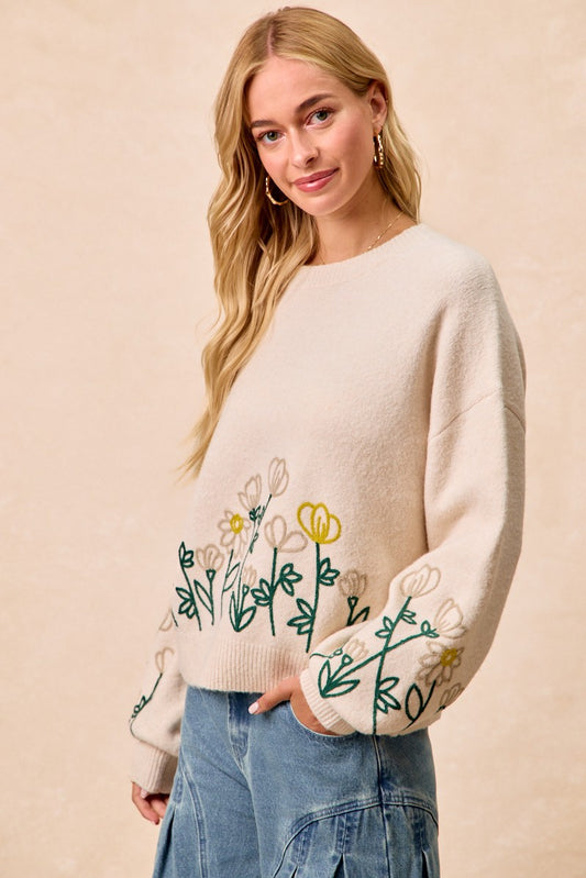 Kallie Flower Embroidered Sweater