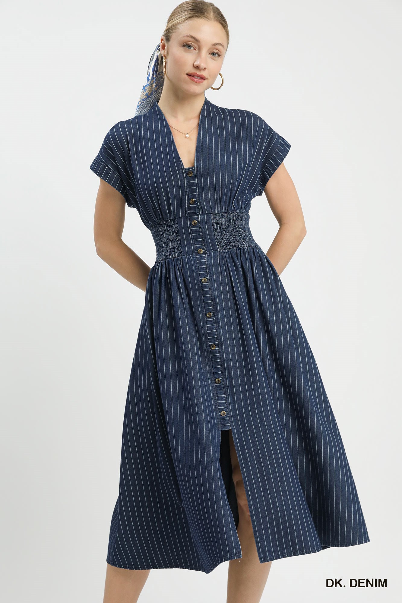 Teagan Pinstripe Midi Dress