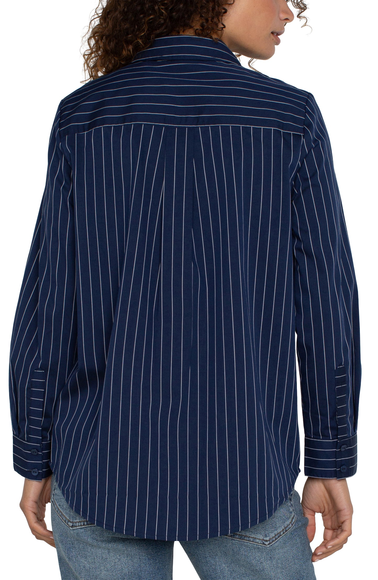 Liverpool Navy + White Pinstripe Top