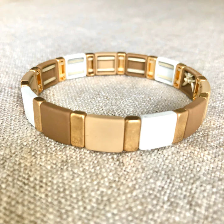 Color Square Stretch Bracelet | Brown