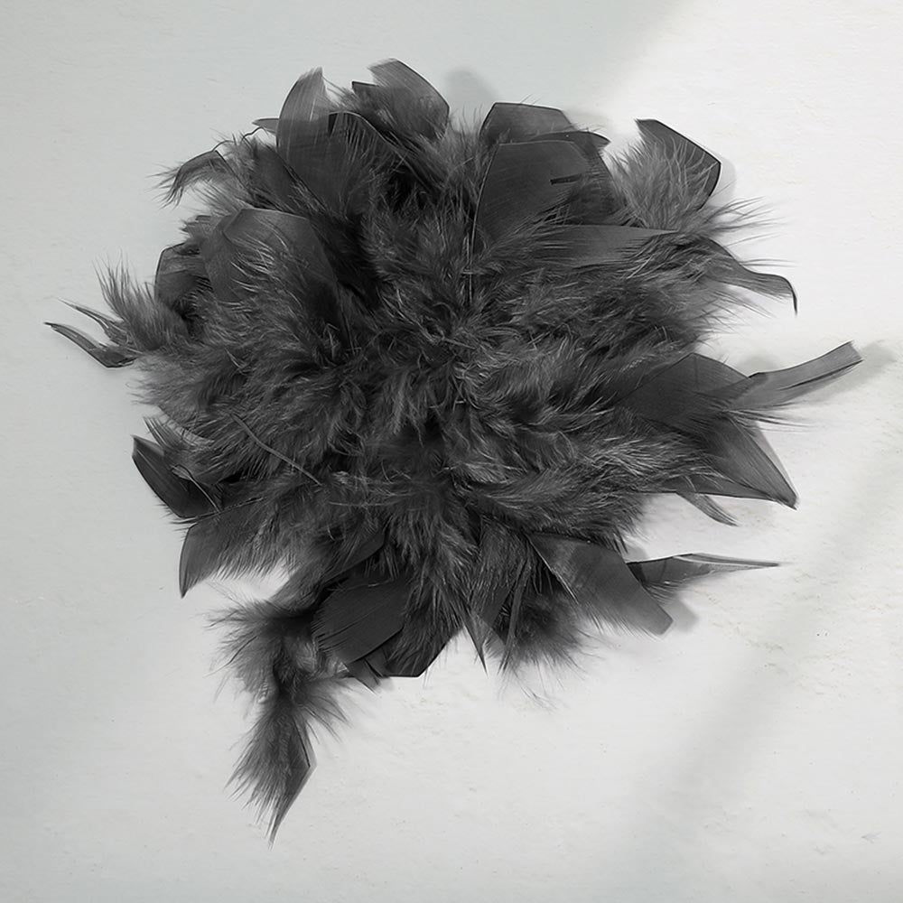 Oversized Feather Flower Hair Clip Pin Brooch | Charcoal