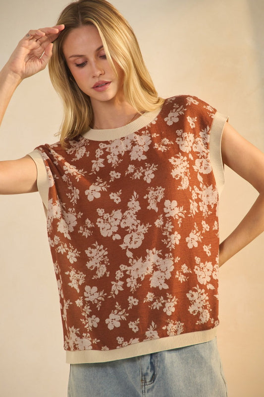 Lizzie Floral Printed Top | Terra Cotta