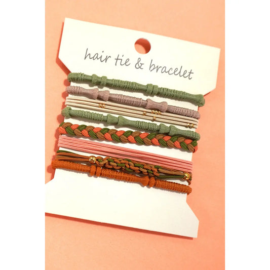 Boho Dual Function Knot Bracelet Hair Ties | Olive