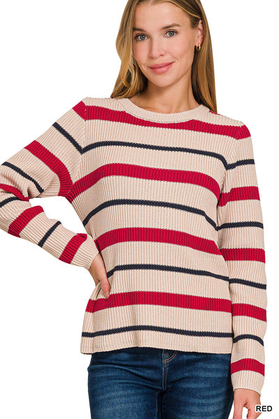Janice Striped Top | Red