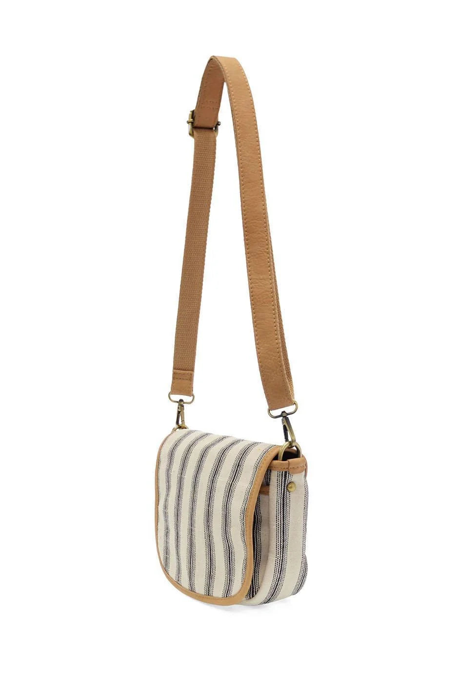 Pencil Stripe Saddle Bag in Canvas | Black