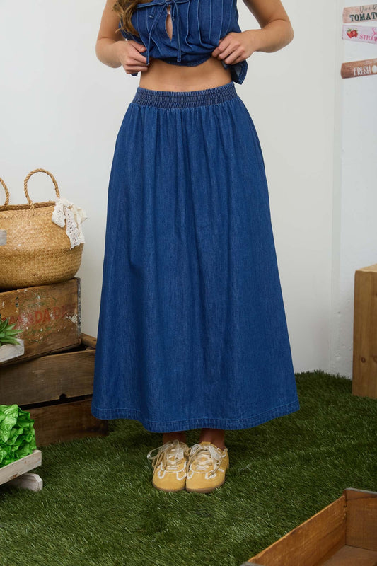 Addison Denim Maxi Skirt