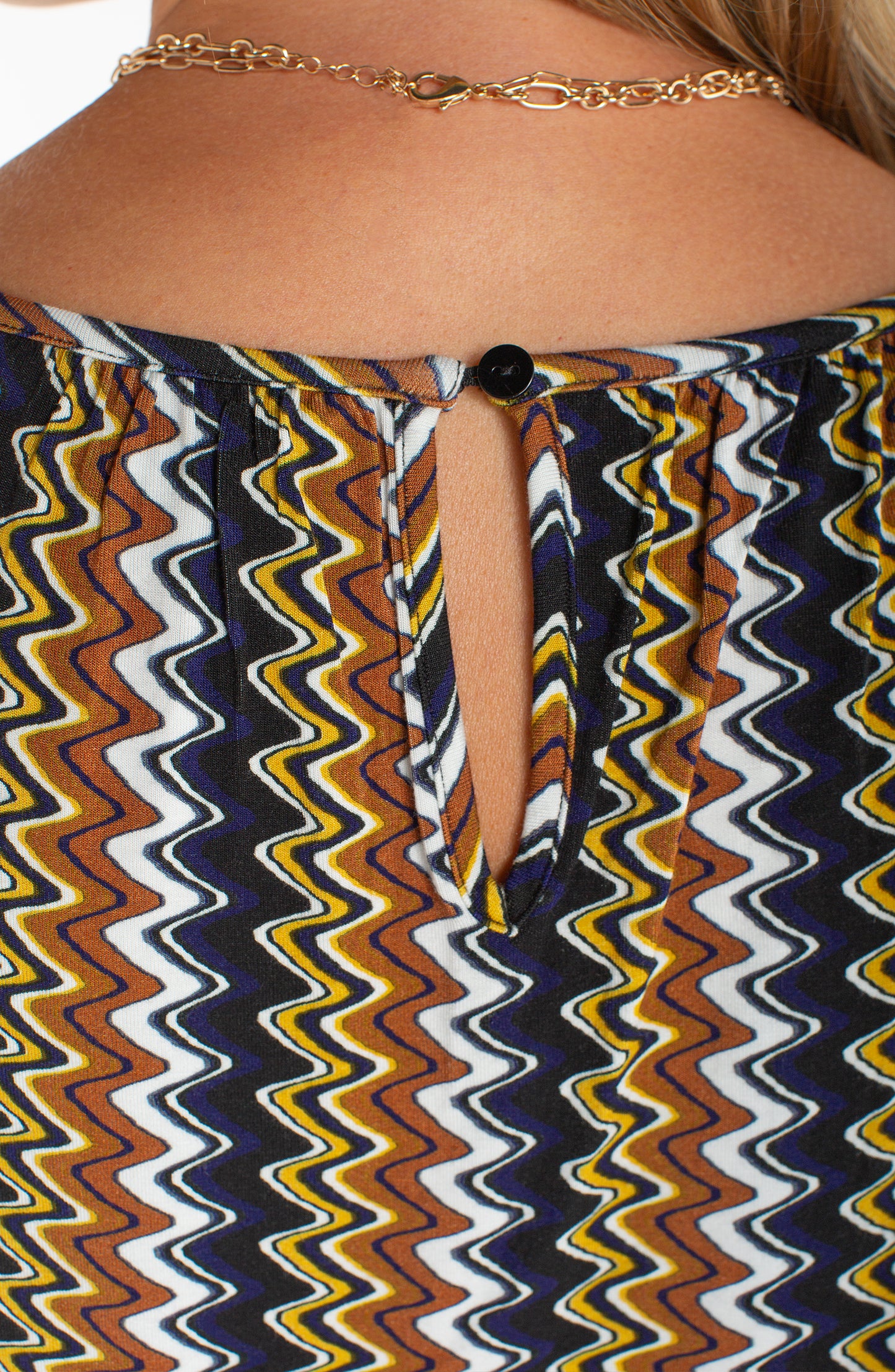 Liverpool Sleeveless Pattern Top | Black, Gold + Navy
