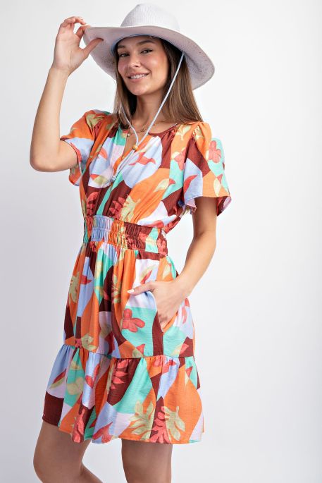 Anna Abstract Printed Dress