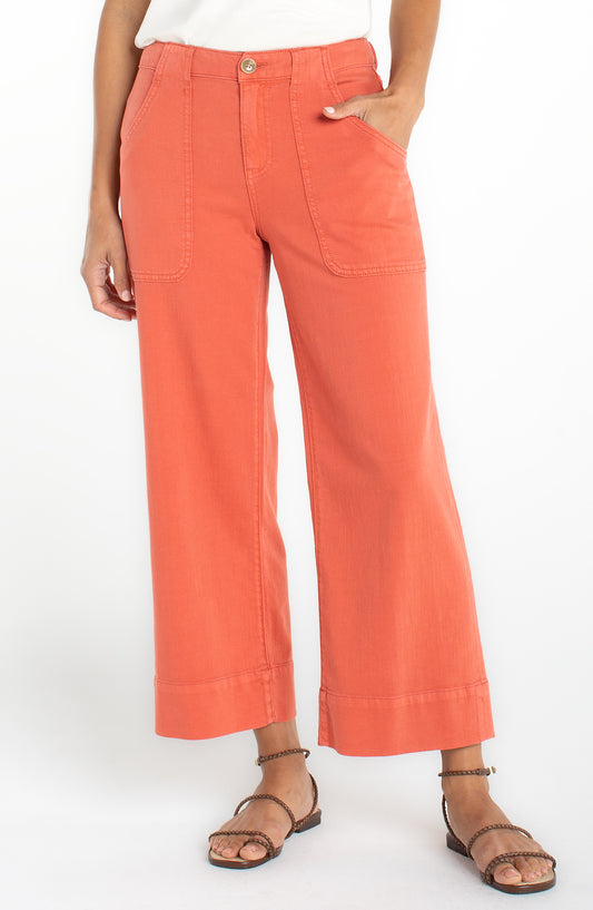 Liverpool Stride Wide Leg Cargo Crop | Red Clay