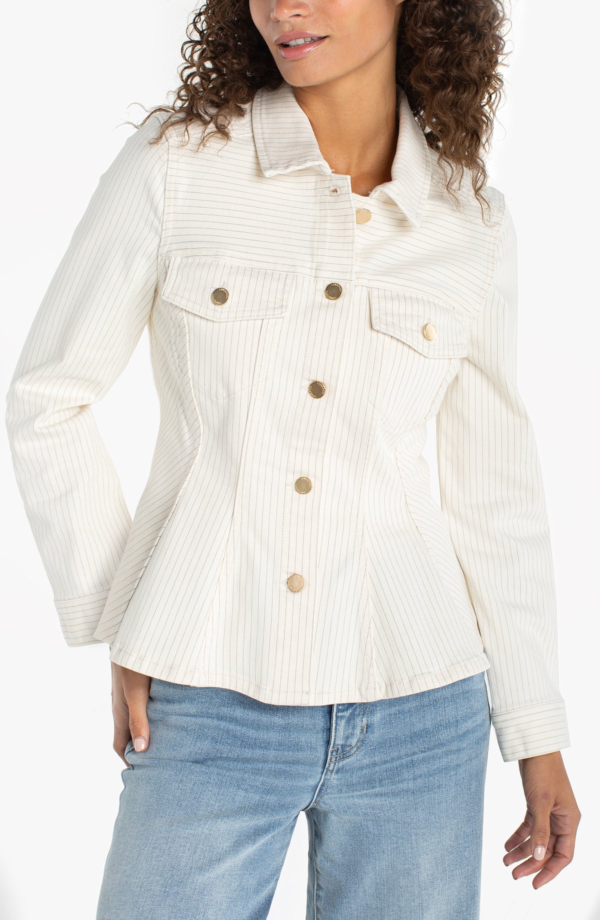Liverpool Fit + Flare Trucker Jacket | Nautical Stripe