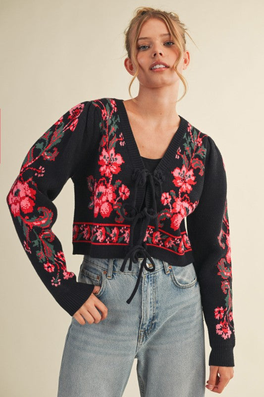Penelope Floral Tie Front Cardigan