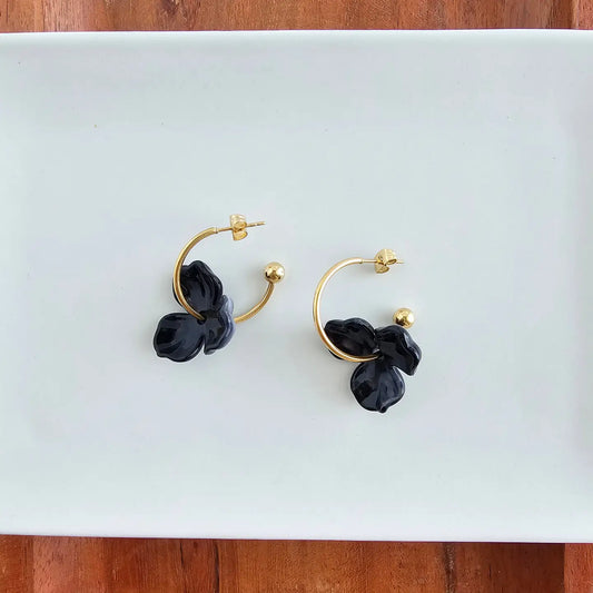 Magnolia Hoop Earrings | Black