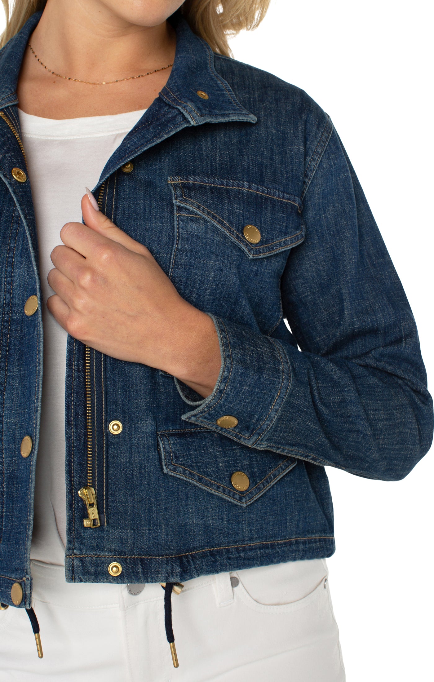 Liverpool Cropped Cargo Denim Jacket | Laguna Beach