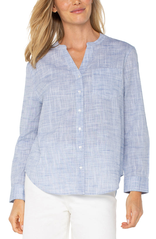 Liverpool Blue Collared Button Down 