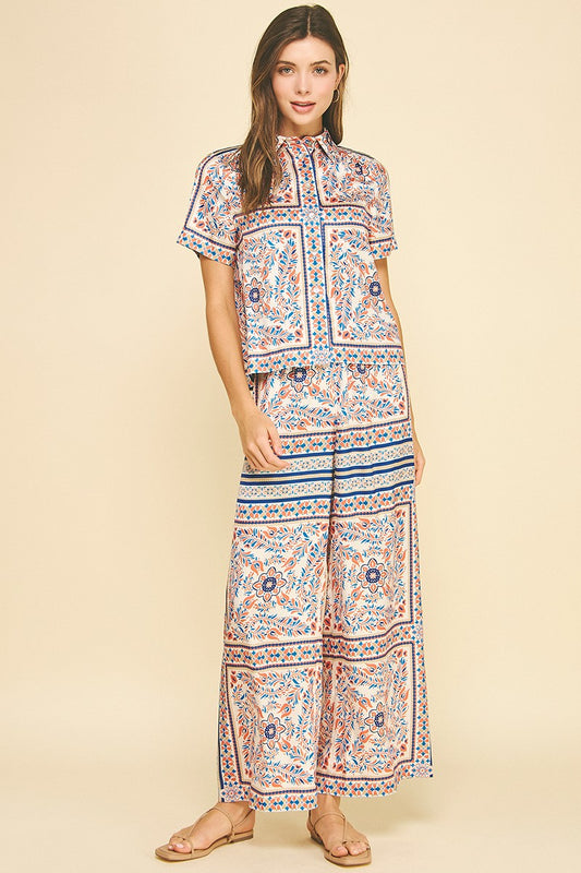 Skyler Printed Button Down Top