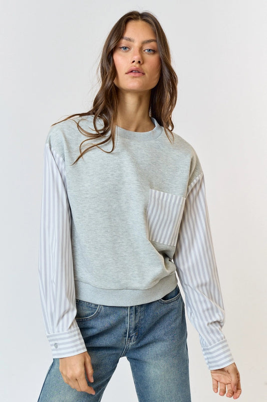 Ashley Stripe Mix Crew Neck Top