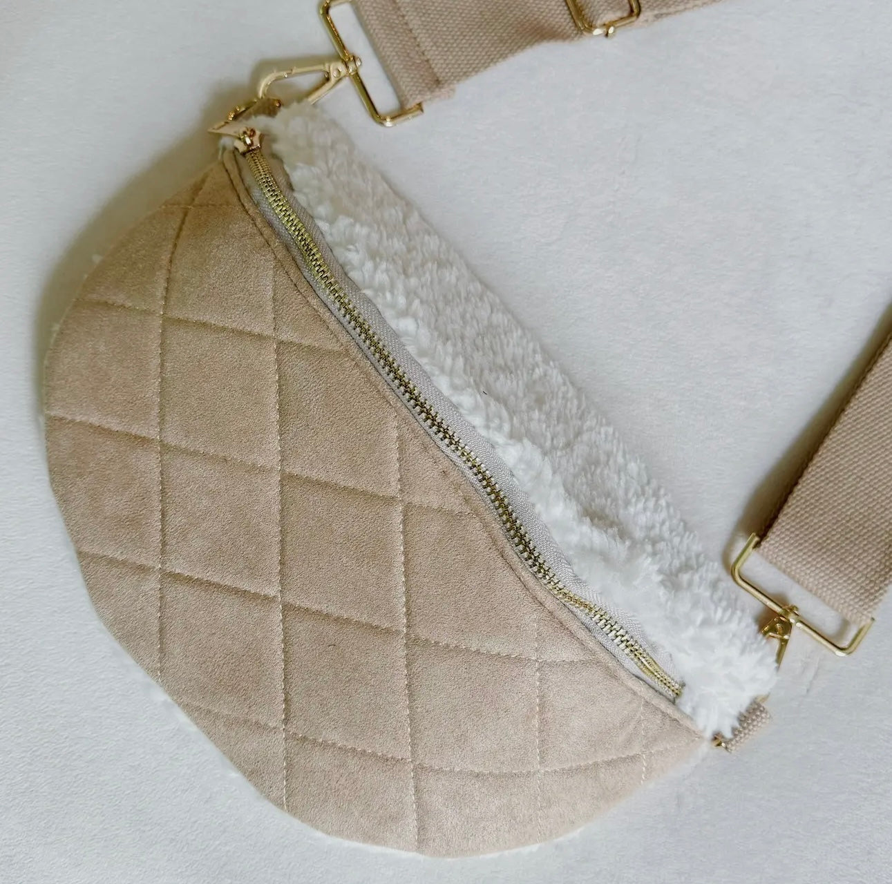 Fuzzy and Quilted Luxe Sling Bag