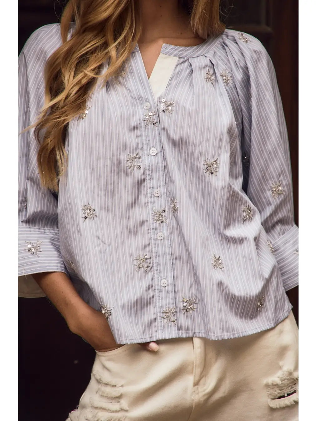 Tammi Embroidered Striped Blouse