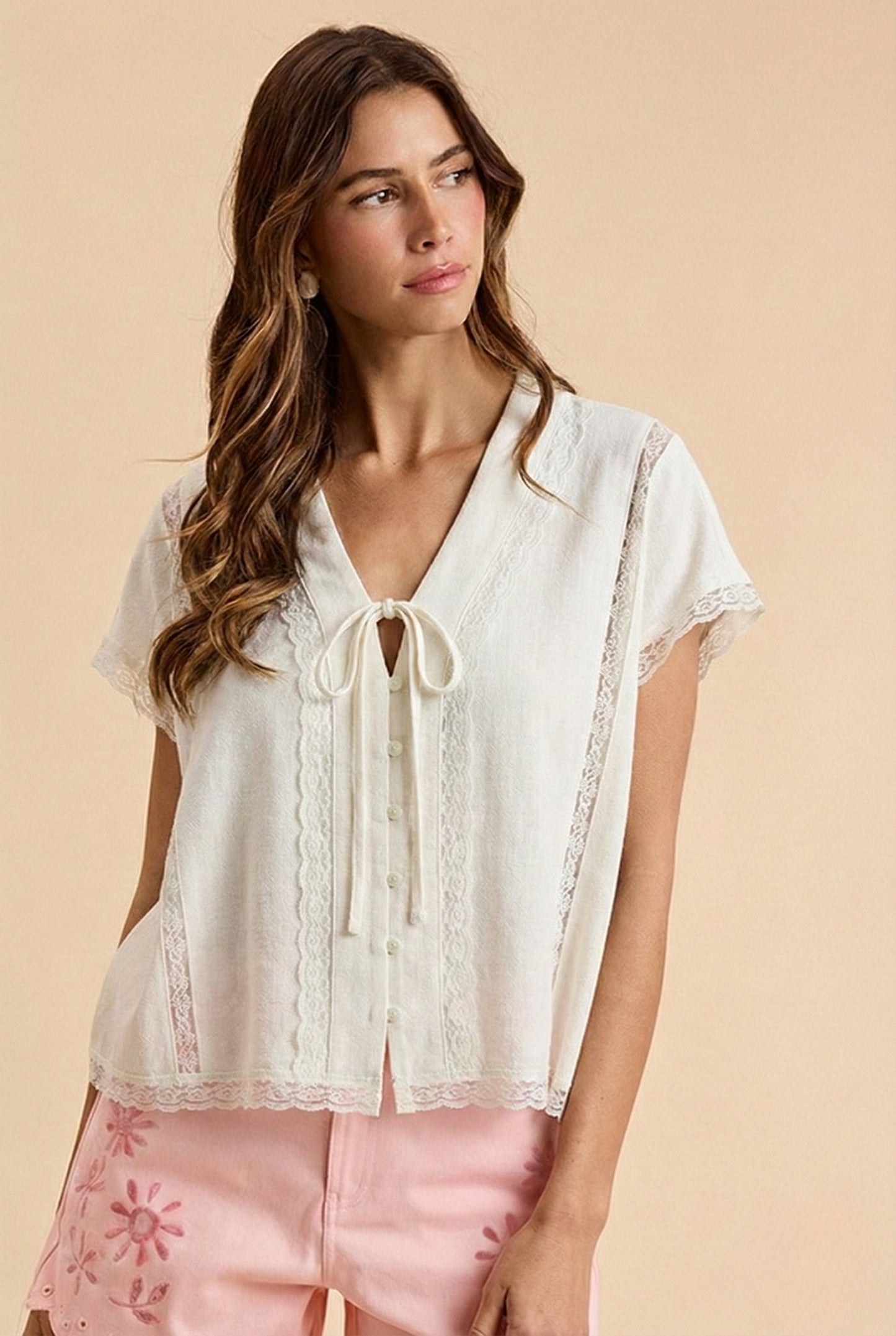 Meredith Tie Front Top