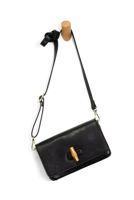 Bonnie Mini Organizer Bamboo Turnlock Crossbody | Black