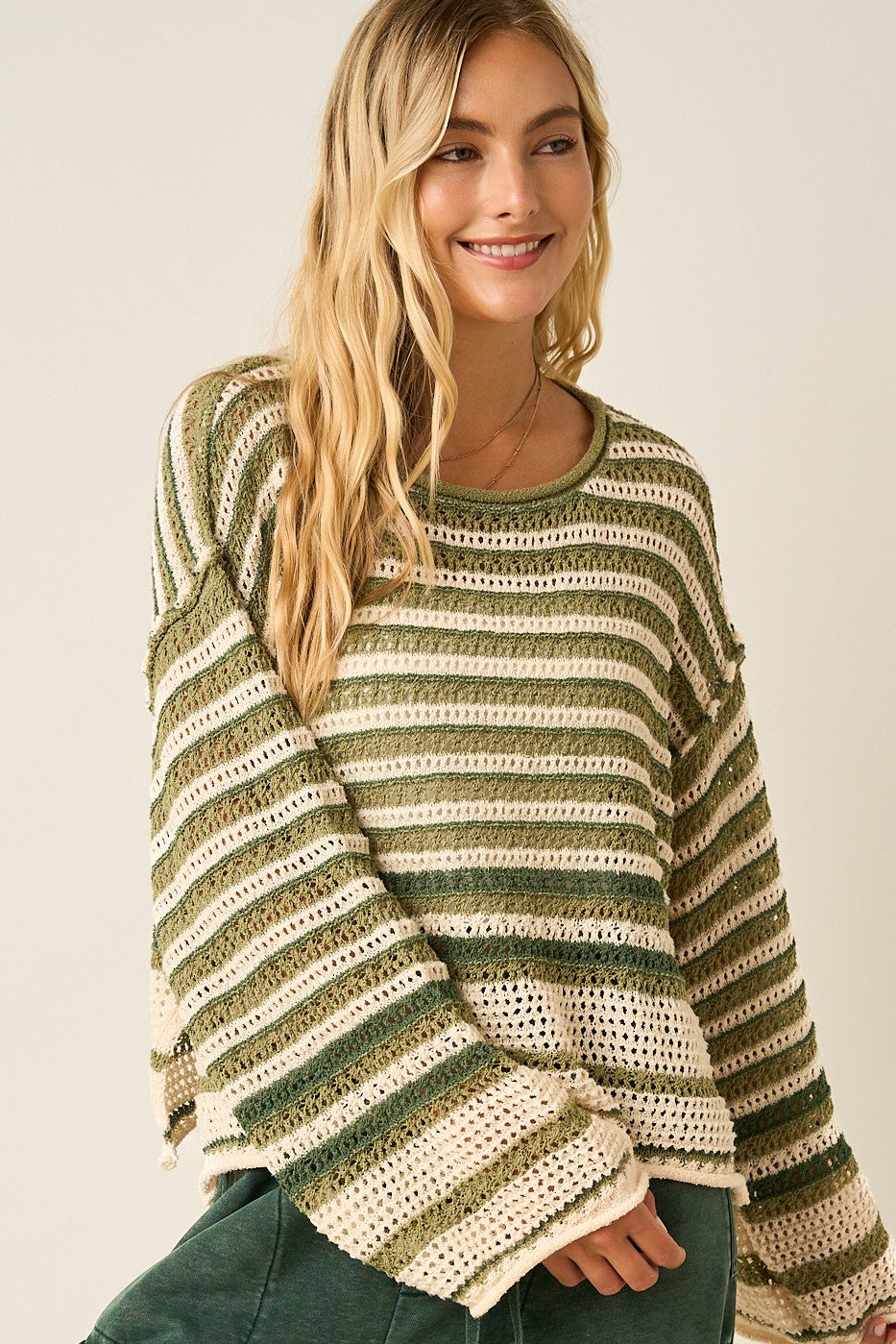 Amiri Striped Crochet Sweater