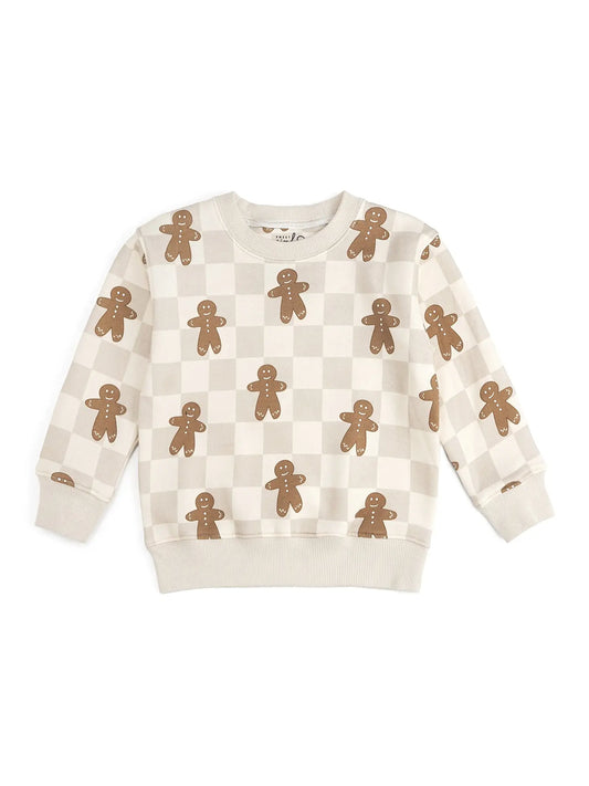 Kids Gingerbread Christmas Checkered Sweatshirt