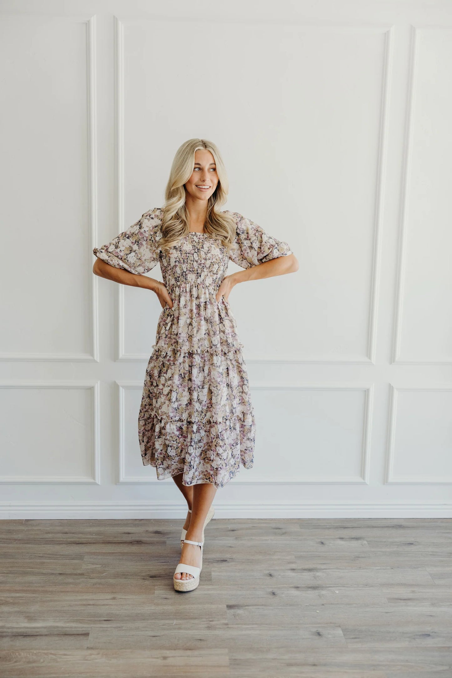 Kai Lavender Lotus Midi Dress