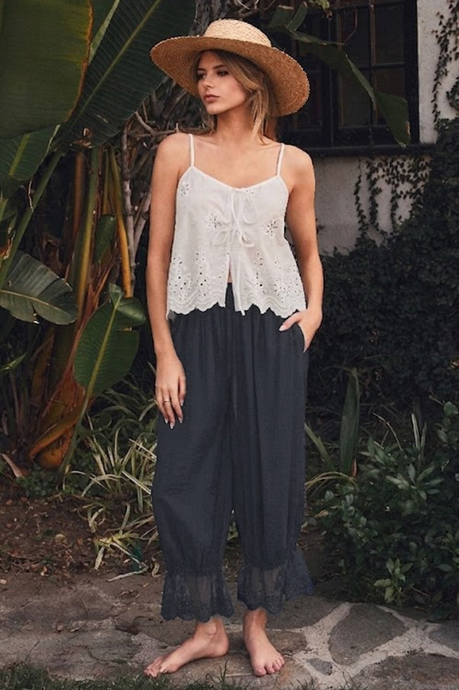Elsa Lace Trim Bloomer Pants | Navy