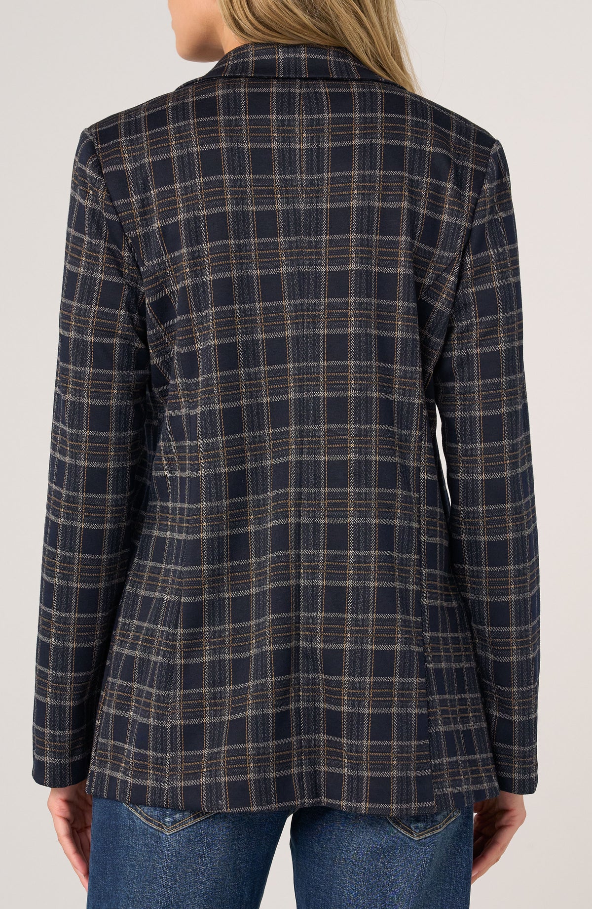 Liverpool Boyfriend Blazer | Navy + Tan Plaid
