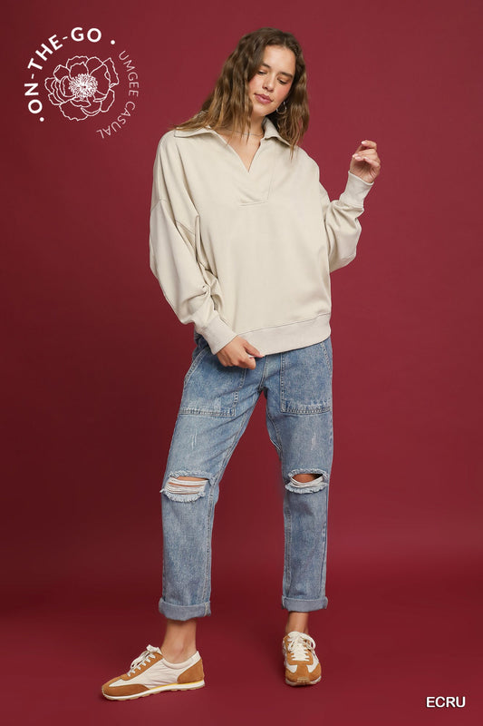 Ashley V-Neck Pullover | Beige