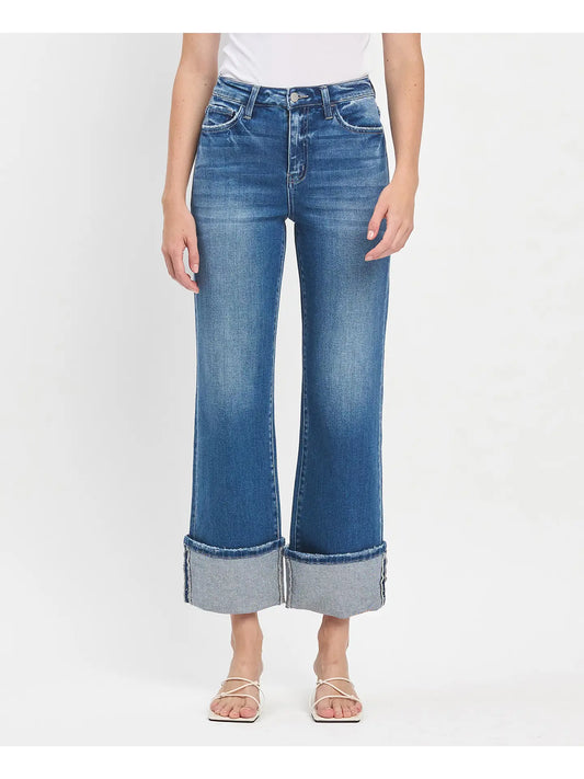 Vervet 90's Vintage Super High Rise Cuffed Flare Jeans