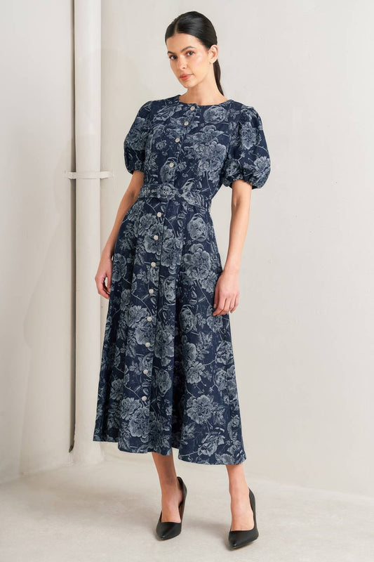 Aria Jacquard Denim Dress