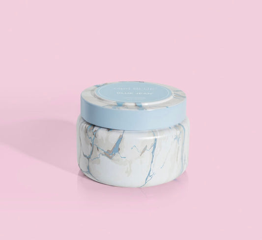 Blue Jean Marble Printed Travel Tin - Capri Blue Candle