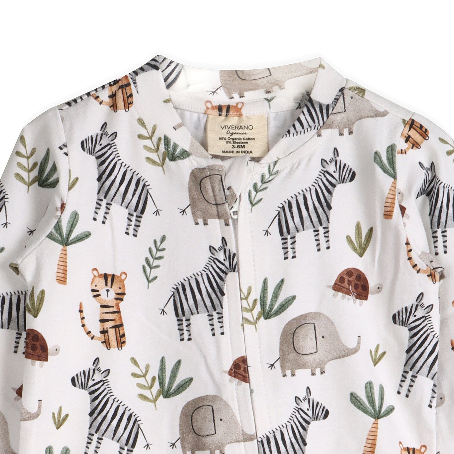 Savannah Animals Baby Zippered Footie Jumpsuit (Organic Cotton)