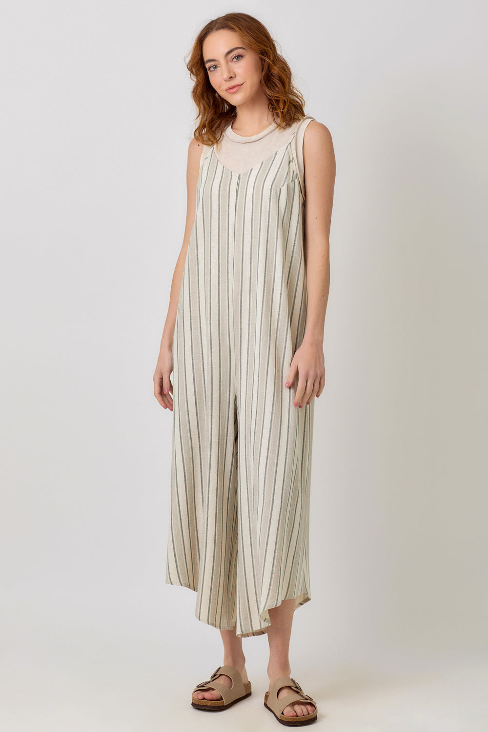 Emery Stripe Sleeveless V-Neck Jumpsuit
