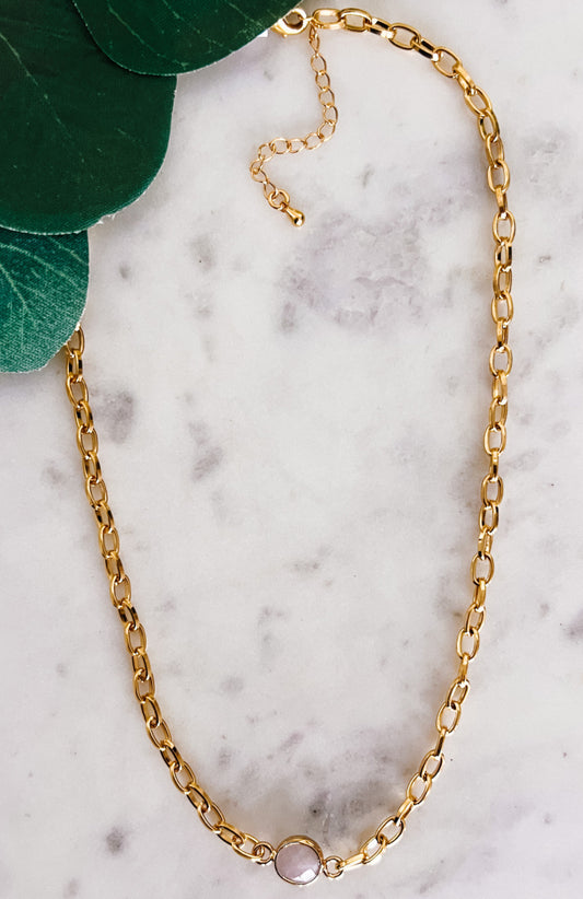 Chain Necklace With Stone Pendant 