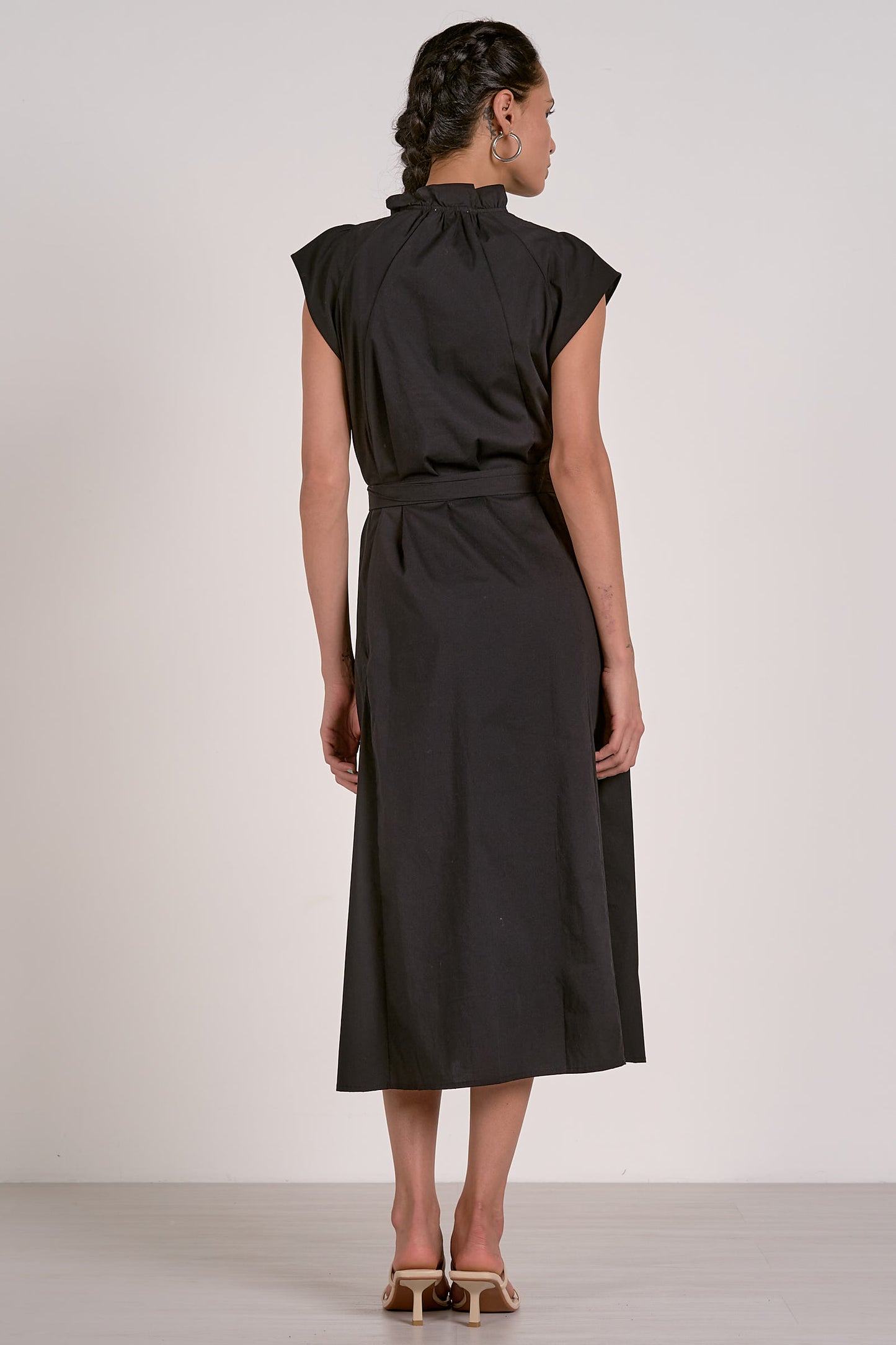 Sydney Black Tie Waist Midi Dress