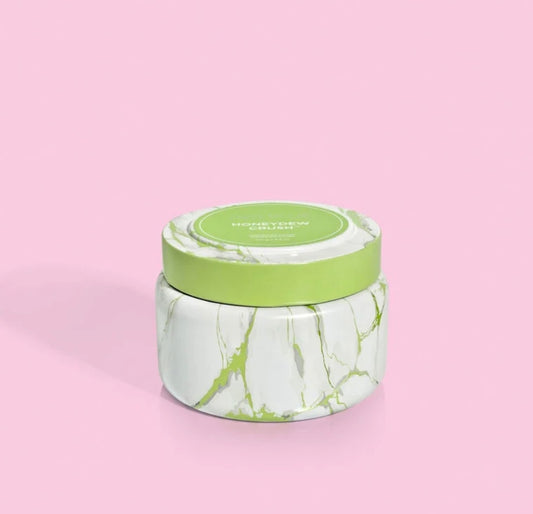 Honeydew Crush Marble Printed Travel Tin - Capri Blue Candle