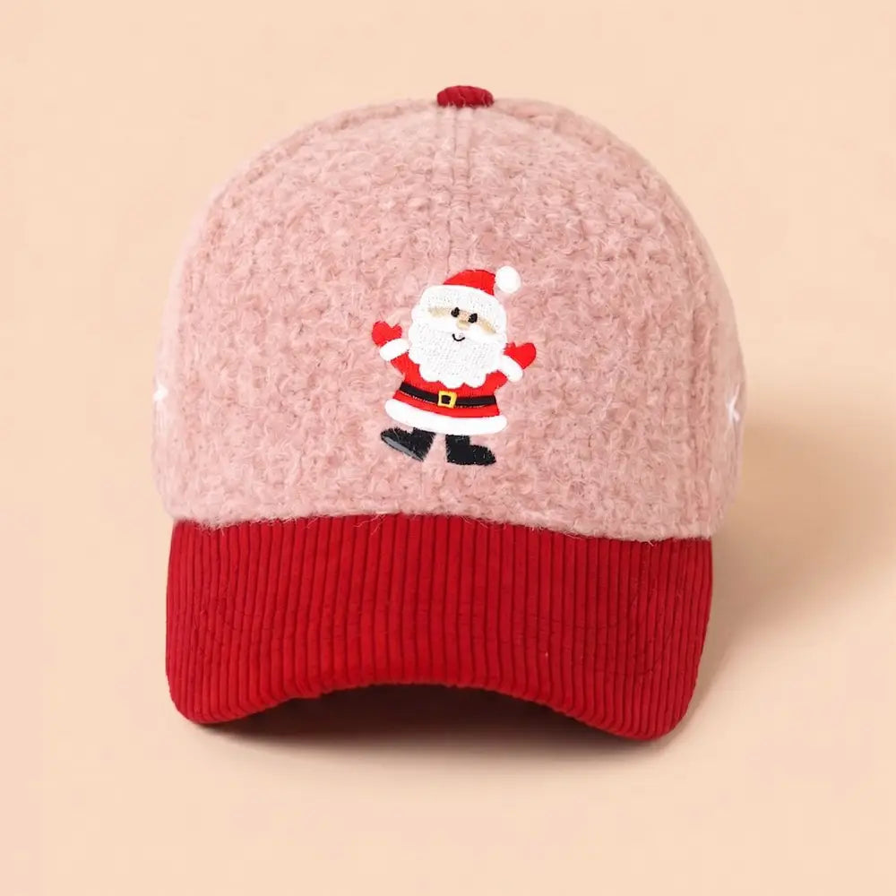 Santa Embroidered Fuzzy Corduroy Baseball Cap