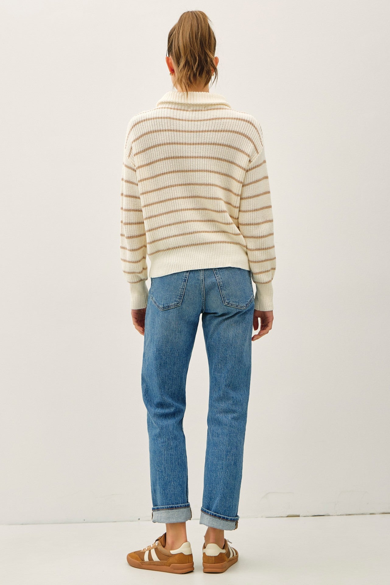 Kimberly Striped Half Zip Sweater