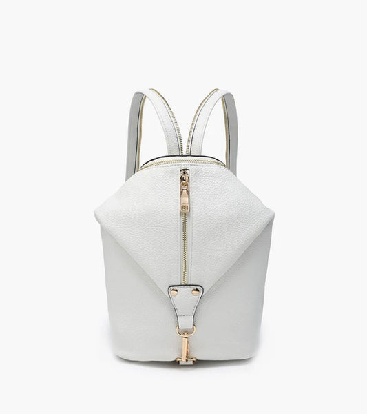 Linette Foldover Backpack Bag | White